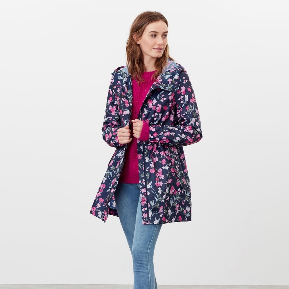 Joules Floral Utility Jacket - Navy and Pink
